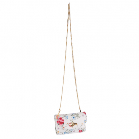 Gentuta Rosalia,din piele naturala cu imprimeu floral alb,lant auriu,8207 [3]