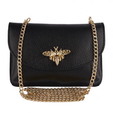 Gentuta Rosalia,din piele naturala neagra,lant auriu,8207 [1]