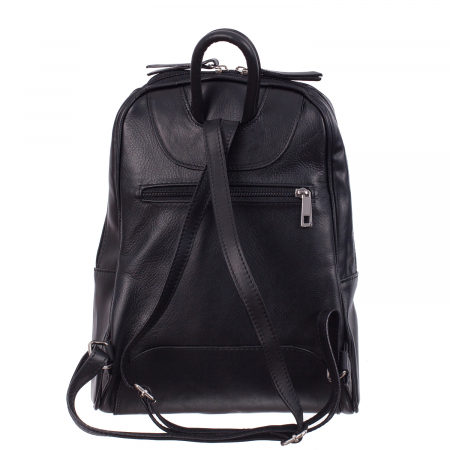 Rucsac negru din piele cu fermoar exterior acoperit 8005 [2]