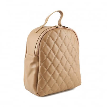 Rucsacuri Piele Naturală - Rucsac bej din piele cu aspect matlasat 8020