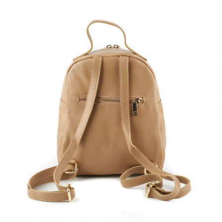 Rucsac bej din piele cu aspect matlasat 8020 [2]