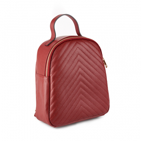 Rucsacuri Piele Naturală - Rucsac Beatrice, bordo din piele cu striații 8033