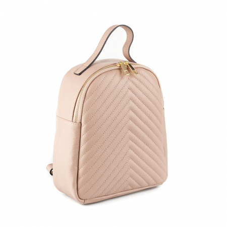 Rucsacuri Piele Naturală - Rucsac Beatrice, nudej din piele cu striații 8033