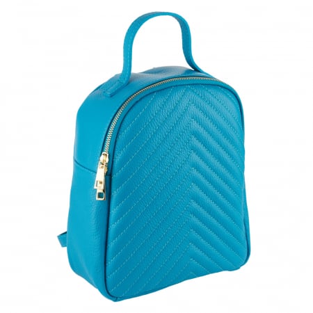 Rucsacuri Piele Naturală - Rucsac turcoaz din piele cu striații 8033