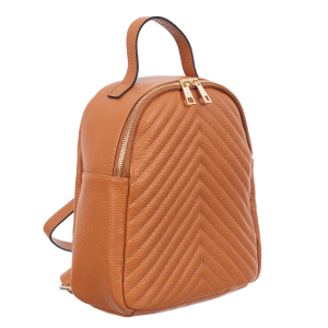Rucsacuri Piele Naturală - Rucsac coniac din piele cu striații 8033