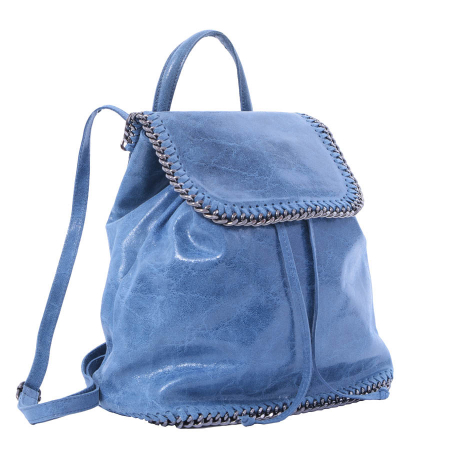 Rucsac Carina, albastru din piele naturală cu aspect marmorat, 8060 [0]