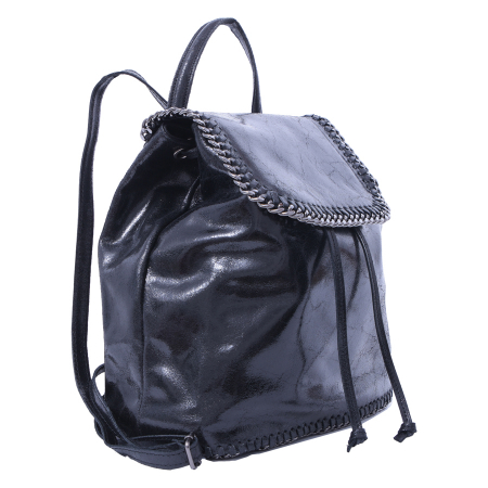 Rucsac Carina, negru din piele naturală cu aspect marmorat, 8060 [0]