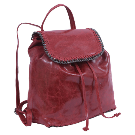 Rucsac Carina, rosu din piele naturală cu aspect marmorat, 8060 [0]