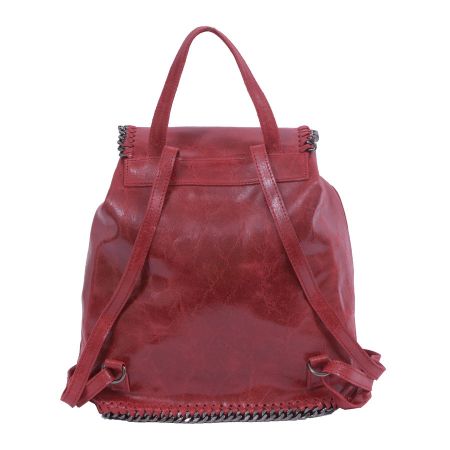 Rucsac Carina, rosu din piele naturală cu aspect marmorat, 8060 [4]