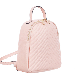 Rucsacuri Piele Naturală - Rucsac roz din piele cu striații 8033