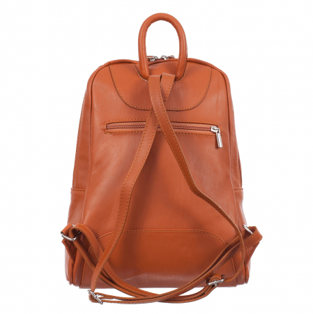 Rucsac caramel din piele cu fermoar exterior acoperit 8005 [2]