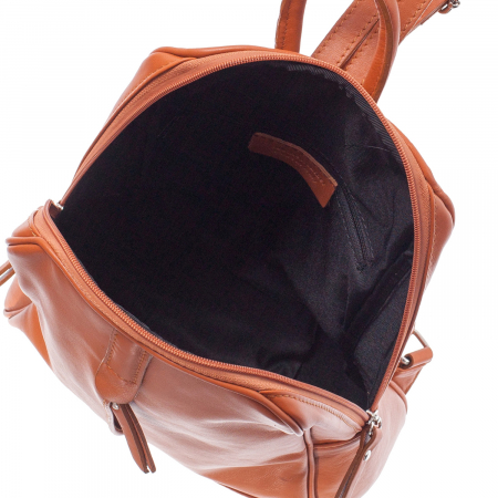 Rucsac caramel din piele cu fermoar exterior acoperit 8005 [3]