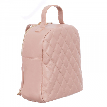 Rucsac roz din piele cu aspect matlasat 8020 [0]