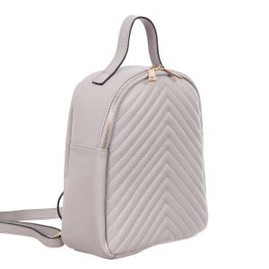 Rucsacuri Piele Naturală - Rucsac gri din piele cu striații 8033