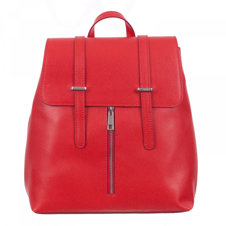 Rucsac roșu din piele cu fermoar exterior 8028 [1]
