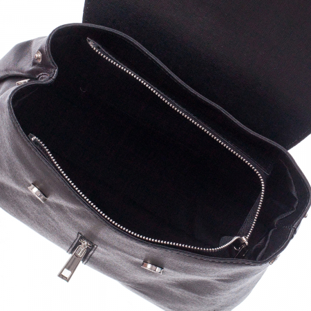 Rucsac negru din piele cu fermoar exterior 8028 [3]