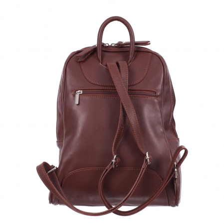 Rucsac maro din piele cu fermoar exterior acoperit 8005 [2]