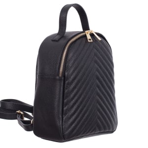 Rucsacuri Piele Naturală - Rucsac negru din piele cu striații 8033