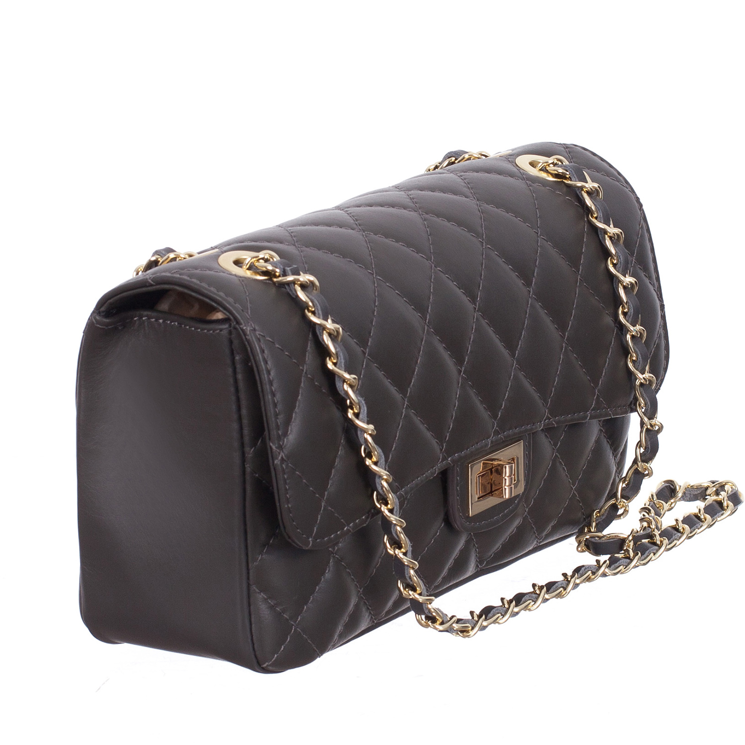Geantă dama Patricia, crossbody din piele 100%naturala, cu aspect matlasat,gris,8002