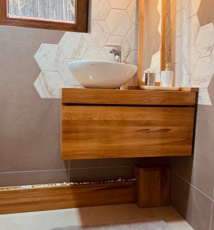 Mobilier baie  Stejar, cu Sertar, 80 cm [4]