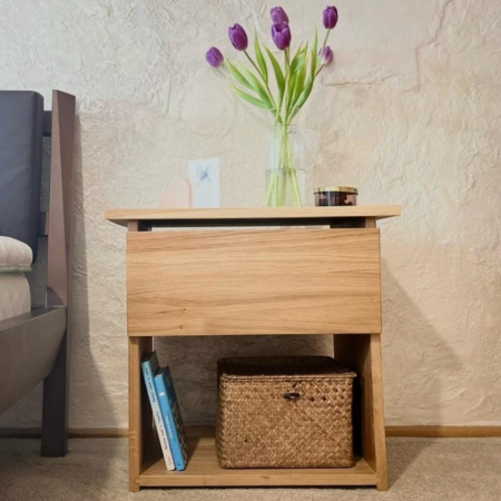 Home & Family - Noptieră din lemn masiv de stejar