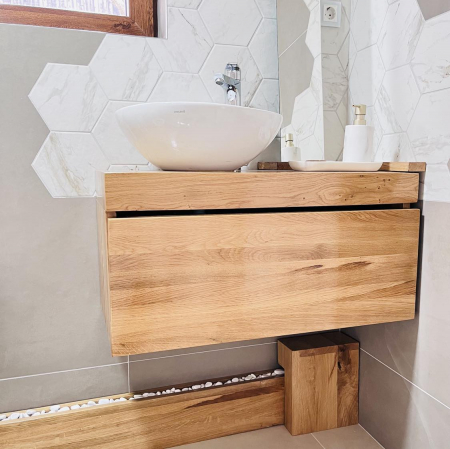 Home & Family - Mobilier baie  Stejar, cu Sertar, 80 cm