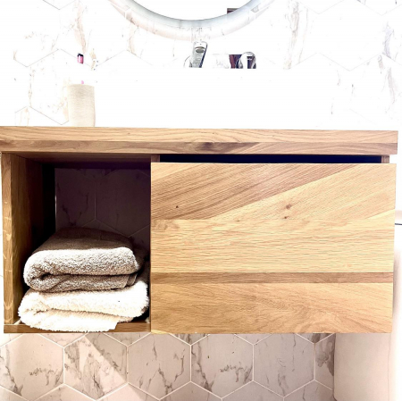 Mobilier Baie din Stejar, cu Sertar, 80 cm [2]