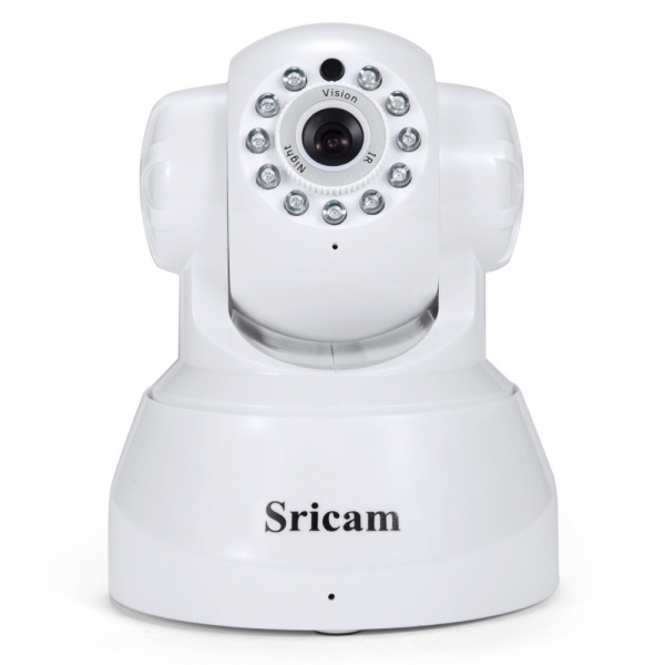 Baby Monitor Wireless Sricam™ SP012 ,Conectare Telefon/PC, Monitorizare Video Audio Bebelusi , Vedere Nocturna, Sunet bidirectional, Push to talk, Rotire automata, Senzor miscare, Alb [1]