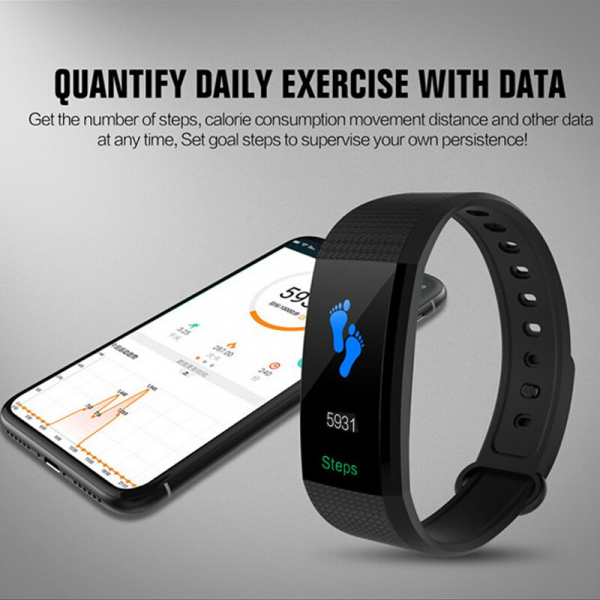 Bratara fitness MoreFIT™ i9,  BT 4.0, Puls, Tensiune, Nivel Oboseala, Pedometru, Calorii, Distanta, Monitorizare Somn, Rezistenta la Apa IP68, Android, iOS, Notificari, Negru [3]