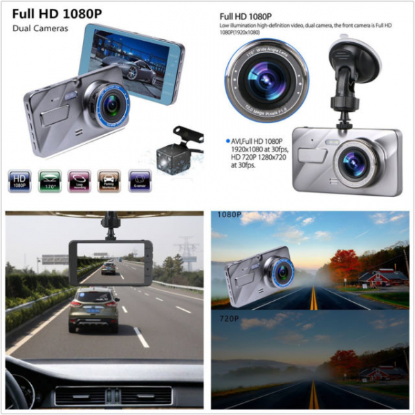 Camera auto DVR FreeWay™ A10, FullHD 1080p@30Fps, camera dubla, G-senzor, lentile Sony , super night vision, suport prindere, 4 inch LCD, unghi de filmare 170 grade, inregistrare ciclica ( bucla , loo [3]