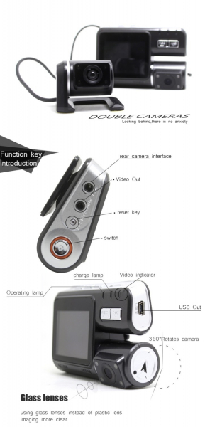 Camera auto DVR FreeWay™ I1000, camera dubla, FullHD 1080p@25Fps, G-senzor, lentile Samsung, Super Night Vision, Suport prindere , 2 inch TFT, unghi de filmare 140 grade, Detectare miscare, inregistra [7]