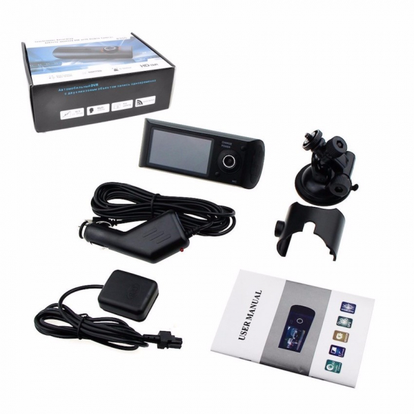 Camera auto DVR FreeWay™ R300, GPS, camera dubla, 720p@30fps HD, baterie incorporata, G-senzor, lentile Sony , super night vision, mod de noapte automat, 2.7 inch LCD, unghi de filmare 140 grade, inre [7]
