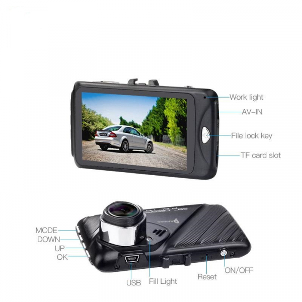 Camera auto DVR FreeWay™ T658, camera dubla, FullHD 1080p@30Fps, G-senzor, lentile Samsung, Super Night Vision, Suport prindere , 2 inch TFT, unghi de filmare 170 grade, Detectare miscare, inregistrar [4]