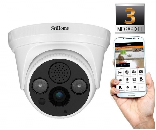 Camera de supraveghere IP WIFI Sricam™ SH030 Plus SriHome Interior, UltraHD 3MP 2048x1536, Conectare Telefon / PC , night vision , comunicare bidirectionala, senzor miscare, alb [2]