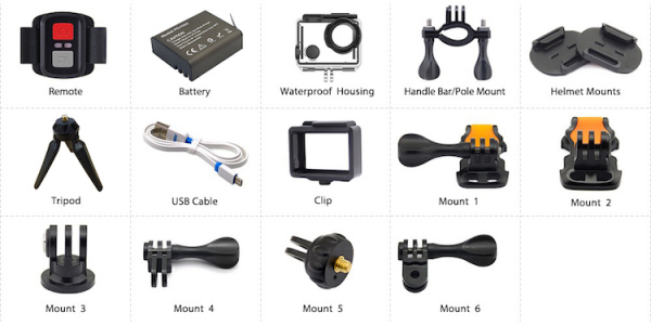 Camera Video Sport Eken H7s Pro 4k+ 14MP UHD @30fps, Wi-Fi, Touch screen, 2"LCD Dual dispaly , telecomanda, accesorii, carcasa waterproof 30m , negru [5]