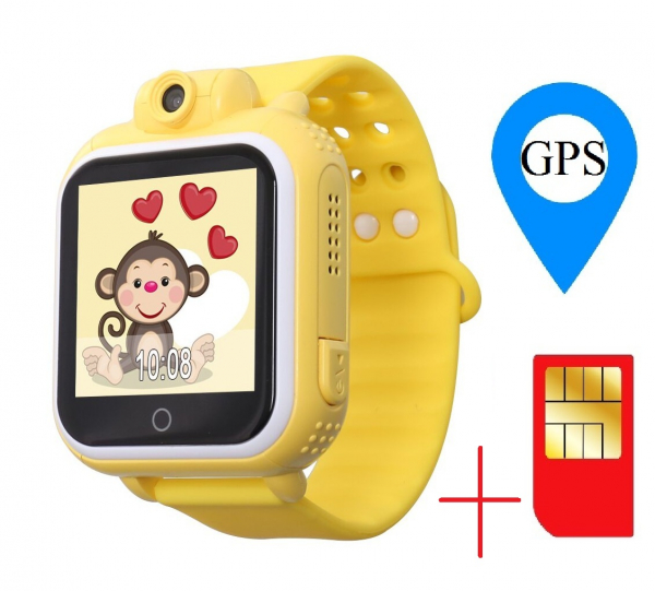 Ceas smartwatch GPS copii MoreFIT™ GW1000 3G Pro , GPS, camera 2MP, Wi-FI si functie telefon, ecran touchscreen 1.54", buton SOS, Galben +SIM prepay cadou [2]