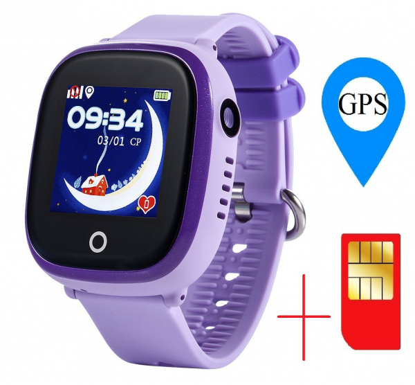 Ceas smartwatch GPS copii MoreFIT™ GW400x Pro , cu GPS si functie telefon, rezistent la apa, camera foto, buton SOS, mov +SIM prepay cadou [2]