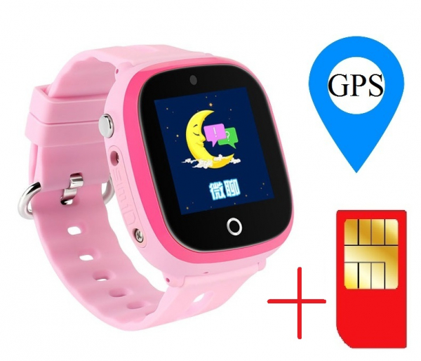 Ceas smartwatch GPS copii MoreFIT™ GW400x Pro , cu GPS si functie telefon, rezistent la apa, camera foto, buton SOS, roz + SIM prepay cadou [2]