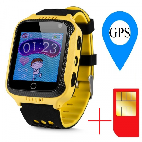 Ceas smartwatch GPS copii MoreFIT™ GW500x Pro , cu GPS si functie telefon, camera foto + lanterna, monitorizare spion, buton SOS, galben + SIM prepay cadou [2]