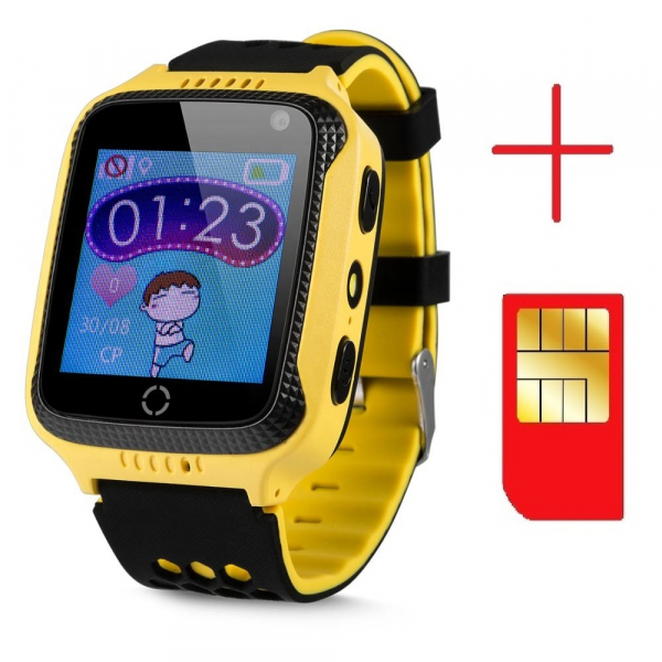 Ceas smartwatch GPS copii MoreFIT™ GW500x Pro , cu GPS si functie telefon, camera foto + lanterna, monitorizare spion, buton SOS, galben + SIM prepay cadou [3]