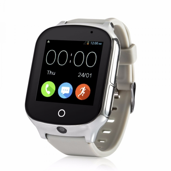 Ceas smartwatch GPS copii si adulti MoreFIT™ GW1000s 3G, cu GPS si functie telefon, camera 1.3MP, Wi-Fi, bluetooth, buton SOS, ecran touchscreen 1.54 inch, monitorizare spion, argintiu si curea din si [1]