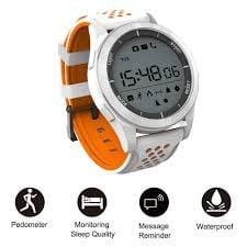Ceas Smartwatch MoreFIT™ F3 Plus Sport, autonomie 12 luni, rezistent la apa ip67, Android/iOS, notificari apeluri, sms, barometru, altitudine, alb/orange [4]