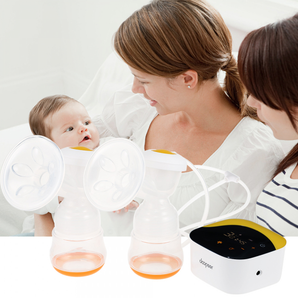 Pompa de san electrica dubla Doopser DPS-002 Premium , cu acumulator si biberon cu senzor de temperatura , LED touch screen , stimulare (masaj) si extragere , zgomot redus [4]