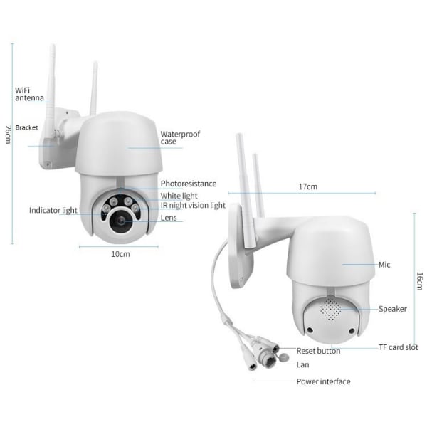 Set Camera de supraveghere IP WIFI BabyToy™ AG-D2 , Exterior , Auto Tracking, Conectare Telefon / PC , night vision color, rezistenta la apa, FullHD 1920*1080, camera 2.0 MP, senzor miscare, carcasa p [3]