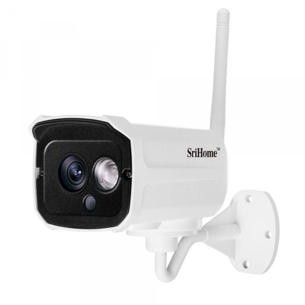 Set Camera de supraveghere IP WIFI Sricam™ SH024 Plus SriHome Exterior , FullHD 2MP 1080p, Conectare Telefon / PC , night vision , rezistenta la apa, senzor miscare, alb + sticker "obiectiv supraveghe [2]