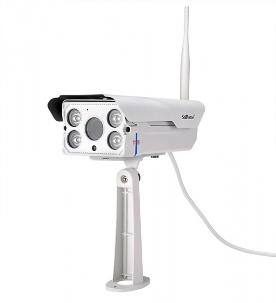 Set Camera de supraveghere IP WIFI Sricam™ SH027 Plus SriHome Exterior , FullHD 2MP 1080p, Zoom, Conectare Telefon / PC , night vision , rezistenta la apa, senzor miscare, alb + sticker "obiectiv supr [4]