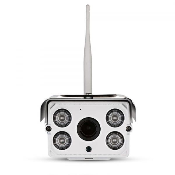 Set Camera de supraveghere IP WIFI Sricam™ SH027 Plus SriHome Exterior , FullHD 2MP 1080p, Zoom, Conectare Telefon / PC , night vision , rezistenta la apa, senzor miscare, alb + sticker "obiectiv supr [2]