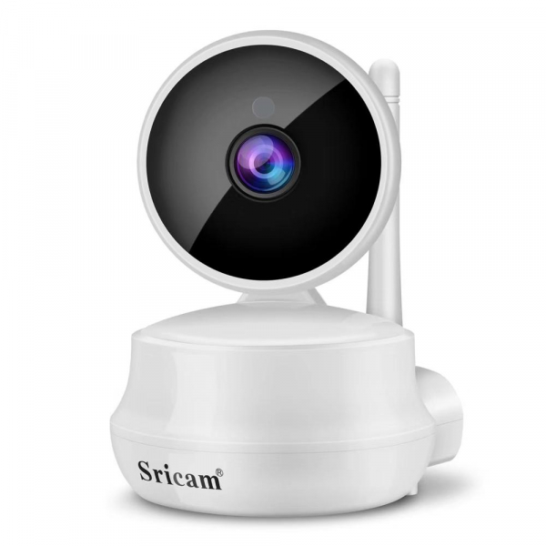 Set Camera de supraveghere IP WIFI Sricam™ SP025 Plus, Conectare Telefon / PC , Night vision, Rotire automata, HD 1280*720, camera 1.0 MP, senzor miscare, alb + sticker "obiectiv supravegheat video" [2]