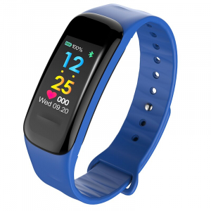 Bratara fitness MoreFIT™ FitGear C18, Puls, Ritm cardiac, Pedometru, Tensiune, Calorii, Notificari, Monitorizare somn, Stand-by 15 zile,  BT 4.0, Albastru [0]
