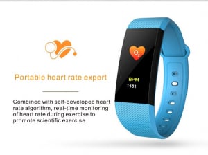 Bratara fitness MoreFIT™ i9, BT 4.0, Puls, Tensiune, Nivel Oboseala, Pedometru, Calorii, Distanta, Monitorizare Somn, Rezistenta la Apa IP68, Android, iOS, Notificari, Albastru [2]